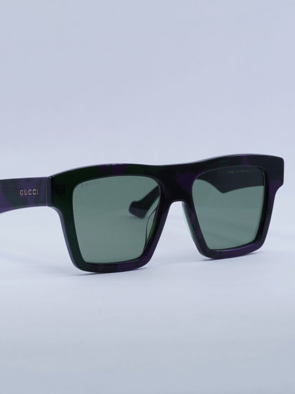 Gucci GG0962S 014 Sunglasses Purple Square Frame, Green Lenses